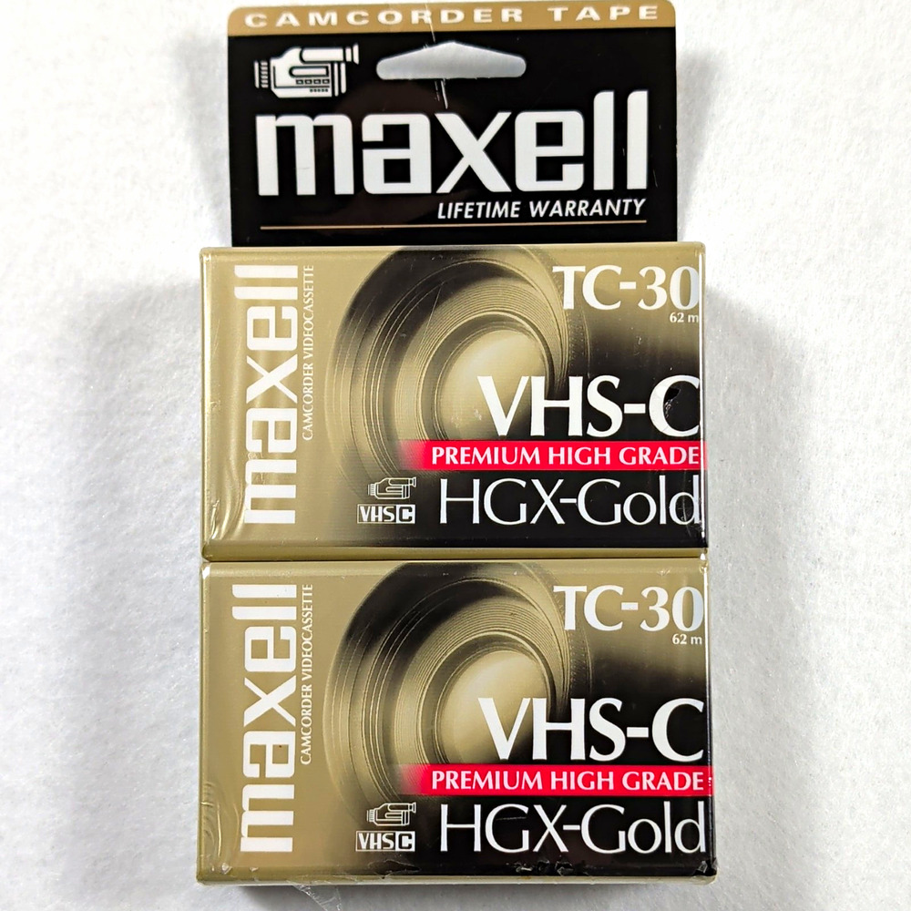 Maxell HGX-Gold TC-30 VHS-C Camcorder Tape 30 min Boxed two pack